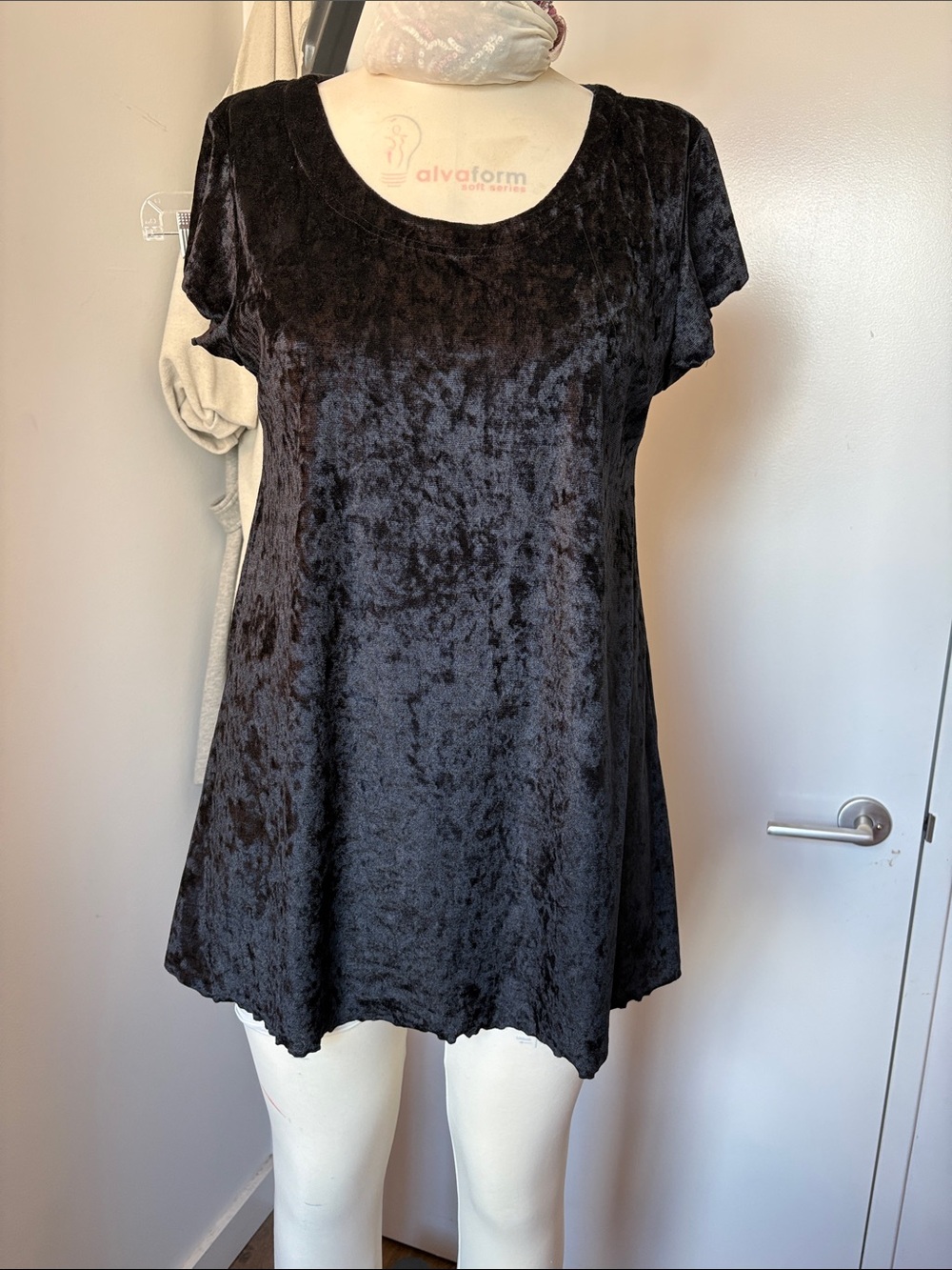 Victoria's Secret Black Crushed Velvet Scoop Neck Tunic